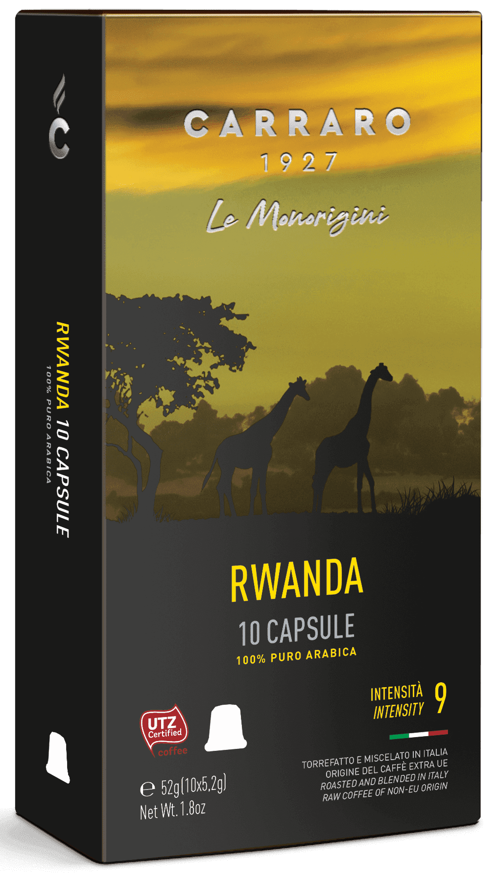 Кофе Carraro Rwanda 10 капсул. Интенсивность 9